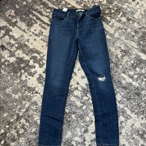 Levis Dark Blue Distressed Skinny Jeans